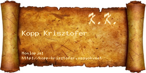 Kopp Krisztofer névjegykártya